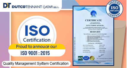 Dutco Tennant Qatar WLL is now “ISO 9001:2015 Quality Management System” certified